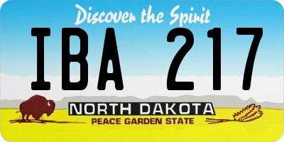 ND license plate IBA217