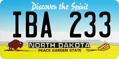 ND license plate IBA233