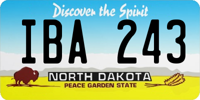 ND license plate IBA243