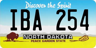 ND license plate IBA254