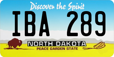 ND license plate IBA289