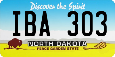 ND license plate IBA303