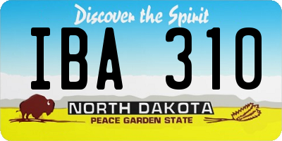 ND license plate IBA310