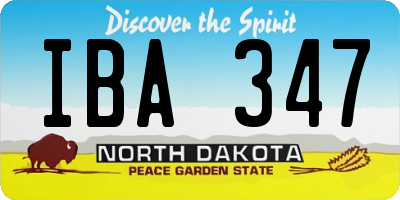 ND license plate IBA347
