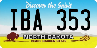 ND license plate IBA353