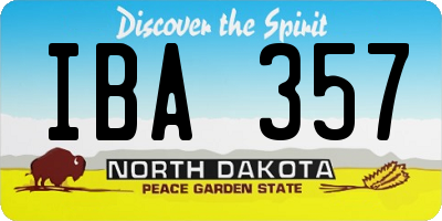 ND license plate IBA357