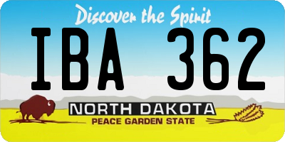 ND license plate IBA362