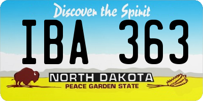 ND license plate IBA363