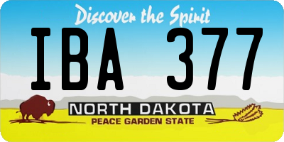 ND license plate IBA377
