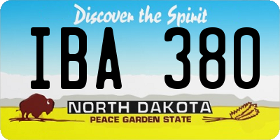ND license plate IBA380