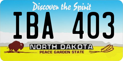 ND license plate IBA403