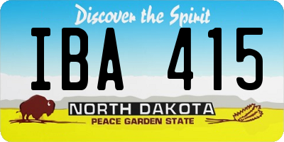 ND license plate IBA415