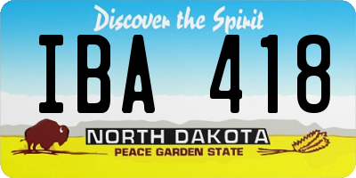 ND license plate IBA418