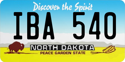 ND license plate IBA540