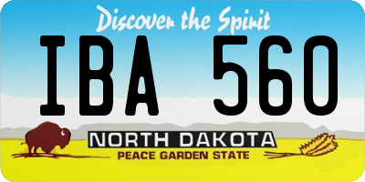 ND license plate IBA560