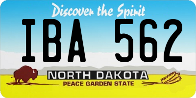 ND license plate IBA562