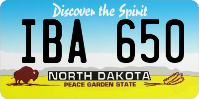 ND license plate IBA650