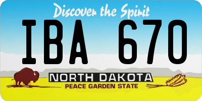 ND license plate IBA670