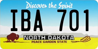 ND license plate IBA701