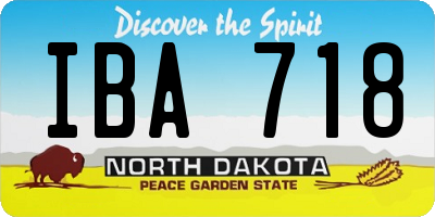 ND license plate IBA718