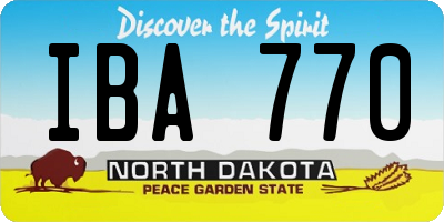 ND license plate IBA770