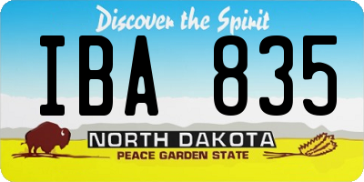 ND license plate IBA835