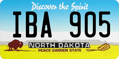 ND license plate IBA905