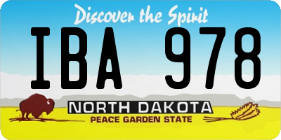 ND license plate IBA978