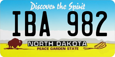 ND license plate IBA982