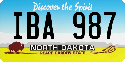 ND license plate IBA987
