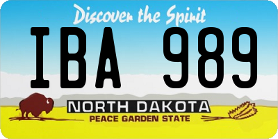 ND license plate IBA989