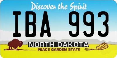 ND license plate IBA993