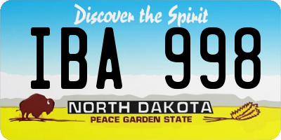 ND license plate IBA998