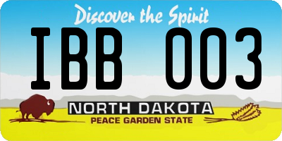 ND license plate IBB003