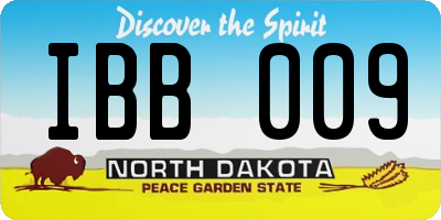 ND license plate IBB009