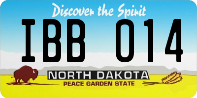 ND license plate IBB014