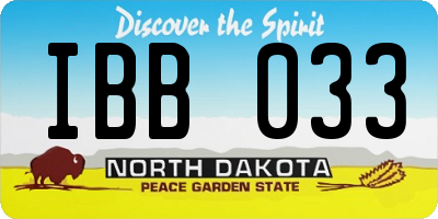 ND license plate IBB033