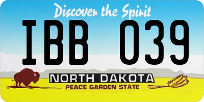 ND license plate IBB039