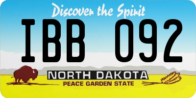 ND license plate IBB092