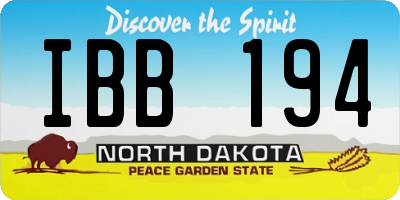 ND license plate IBB194