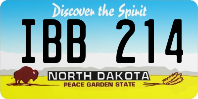 ND license plate IBB214