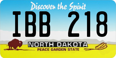 ND license plate IBB218