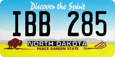 ND license plate IBB285