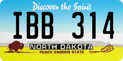 ND license plate IBB314