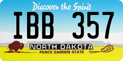 ND license plate IBB357
