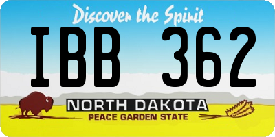 ND license plate IBB362