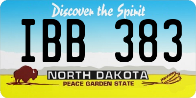 ND license plate IBB383