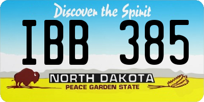 ND license plate IBB385