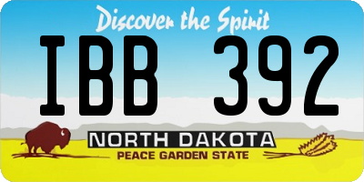 ND license plate IBB392