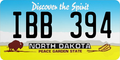 ND license plate IBB394